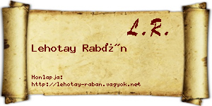 Lehotay Rabán névjegykártya